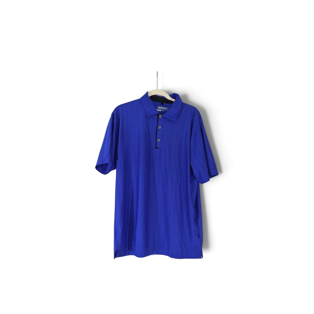 Nike Golf Tour Performance Dri-FIT Polo Shirt Mens Medium Blue Grid Pattern
